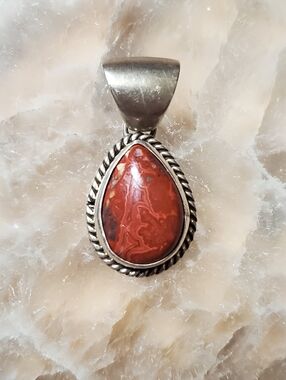 Botswana Agate Pendant - Navajo Silver